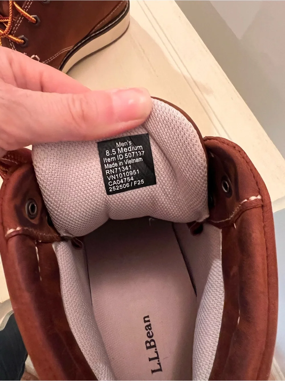 L.L. Bean Chestnut Brown Leather Lace-Up Work Boots